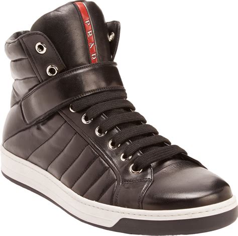 prada black quilted sneakers|high top black Prada sneakers.